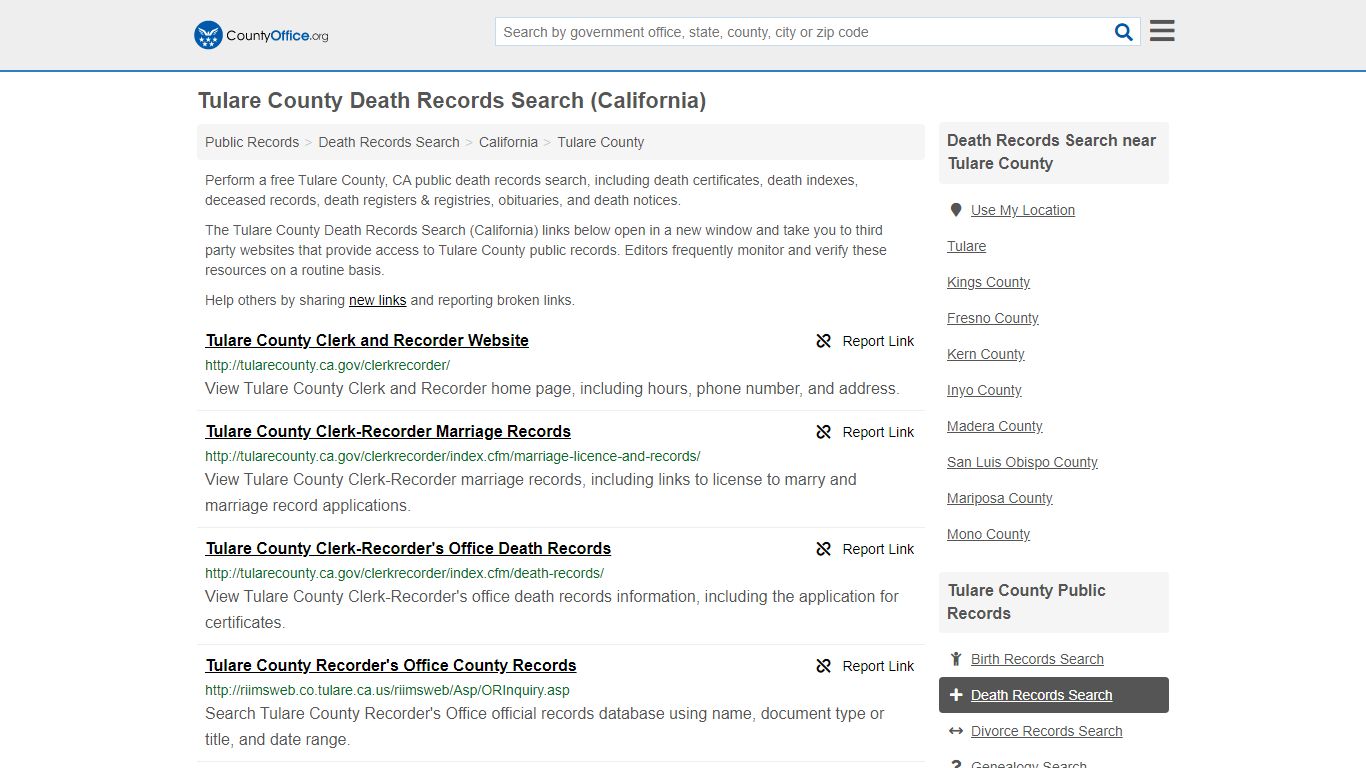 Death Records Search - Tulare County, CA (Death ...
